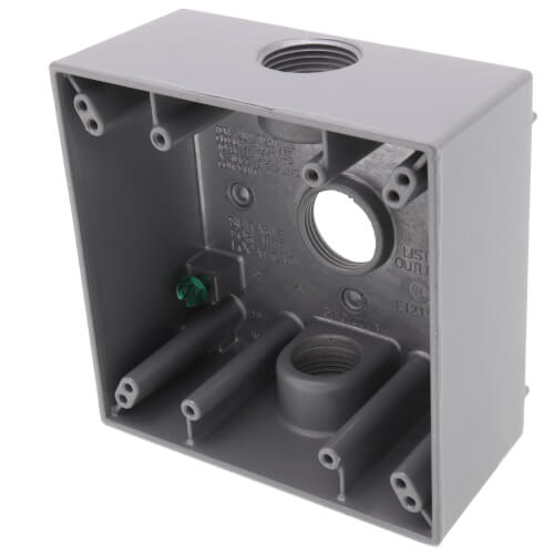 Main product image of 2-Gang, 3/4", 3 Holes Weatherproof Box (Gray)