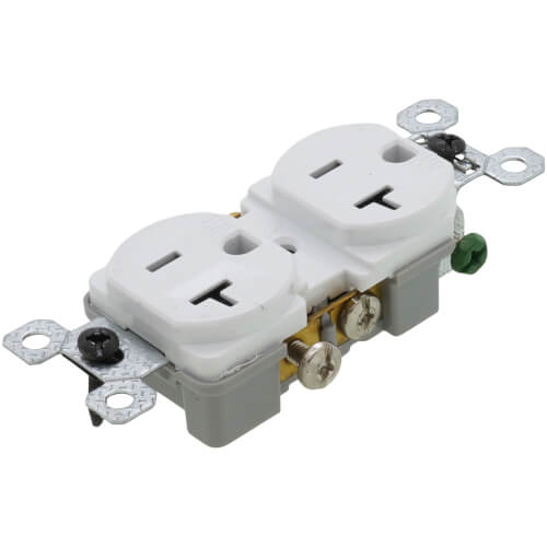 Main product image of Weather-Resistant Commercial Grade Duplex Receptacle, 2P, 20A, NEMA 5-20R - White (125V)