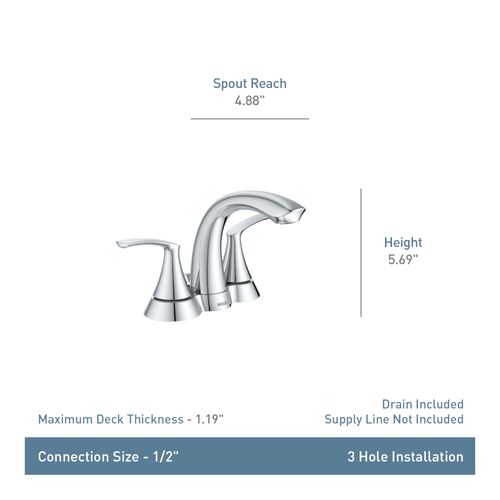Main product image of Darcy 2 Handle Low Arc Bathroom Faucet , WS84550 (Chrome)