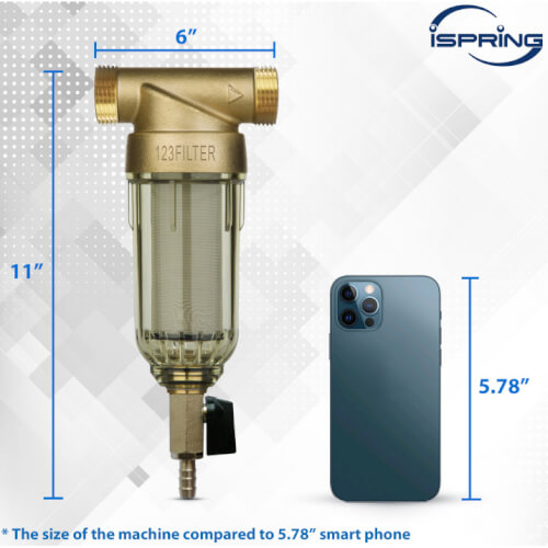 Main product image of 50 Micron Reusable Spin Down Sediment Filter w/ Siliphos & Double Threads, 1" MNPT, 3/4" FNPT (20 GPM)