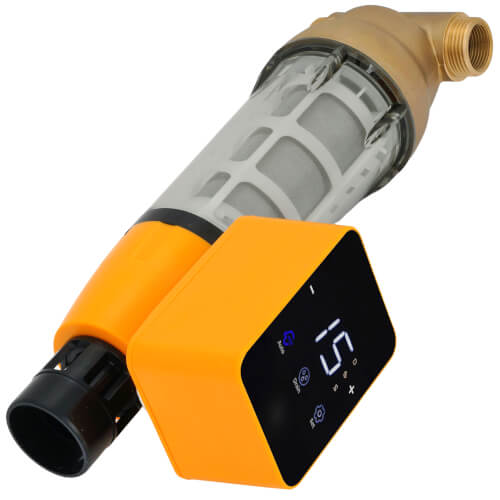 Main product image of 100 Micron Reusable Spin Down Sediment Water Filter w/ Scraper & Touch-Screen, 1" MNPT, 3/4" FNPT (35 GPM)