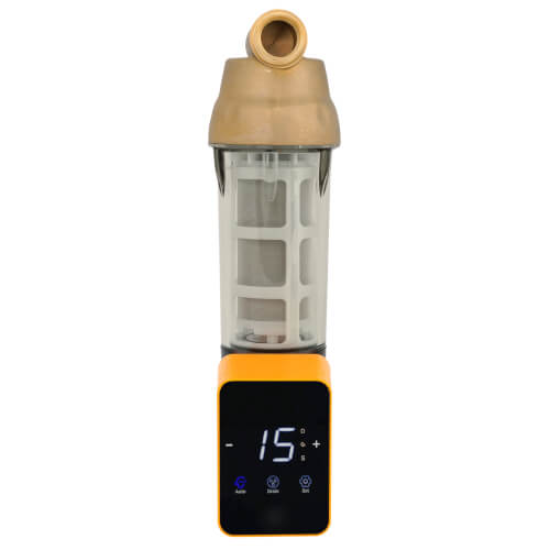 Main product image of 100 Micron Reusable Spin Down Sediment Water Filter w/ Scraper & Touch-Screen, 1" MNPT, 3/4" FNPT (35 GPM)