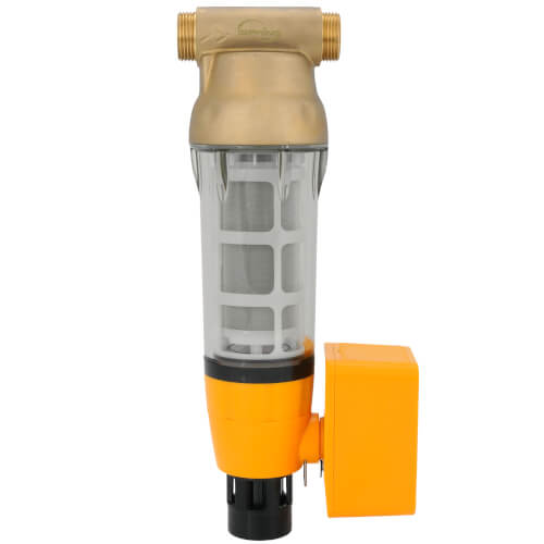 Main product image of 100 Micron Reusable Spin Down Sediment Water Filter w/ Scraper & Touch-Screen, 1" MNPT, 3/4" FNPT (35 GPM)
