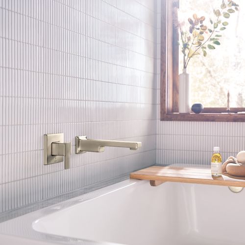 Main product image of 90 Degree Brushed Nickel 1-Handle Non Diverter Wall Mount Tub Filler, WTS911BN (Brushed Nickel)