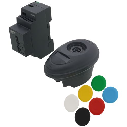 Main product image of Harmony Wireless Push Button & Non-Config. Receiver + 10 Colored Caps, Plastic (24 VDC)