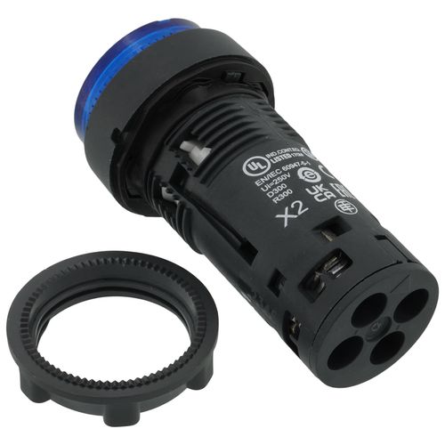 Main product image of Harmony XB7 Monolithic Push Button w/ Integral LED, Spring Return, 1 NO, Blue (24 VAC/DC)