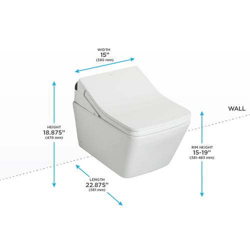 Main product image of CWT4494049CMFG#MS Washlet + Sp Wall Hung Square Shape Toilet w/ Sx Bidet Seat & Duofit In Wall 1.28 & 0.9 GPF Dual Flush Tank System (Matte Silver)
