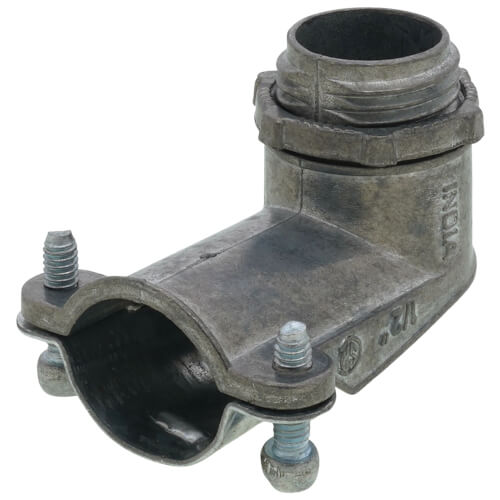 Main product image of 1/2" Non-Insulated 90-Degree Zinc 2-Screw Clamp Connector