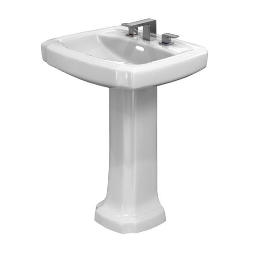 Main product image of LPT972.8#01 Guinevere 24-3/8" x 19-7/8" Rectangular Pedestal Bathroom Sink for 8" Center Faucets (Cotton White)