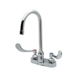 Main product image of 2.2 GPM Aer. 6" AquaSpec Gooseneck Faucet w/ 5-3/8” Spout, 4" Wrist Blade Handles, 0.5 GPM Spray (Lead Free), Z812B4-XL-3F