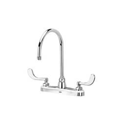 Main product image of 0.5 GPM Aerator AquaSpec Gooseneck Kitchen Sink Faucet w/ 8" Spout and 4" Wrist Blade Handles (Lead Free), Z871C4-XL-3F