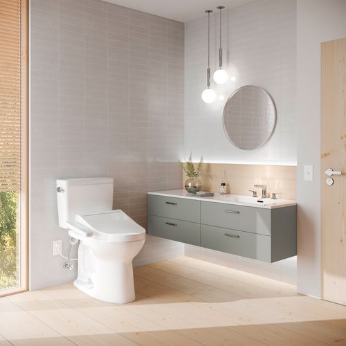 Main product image of MW7763074CEFG.10#01 Drake Washlet + 2-Piece Elongated 1.28 GPF Universal Height Tornado Flush Toilet w/ C2 Bidet Seat, 10" Rough In (Cotton White)