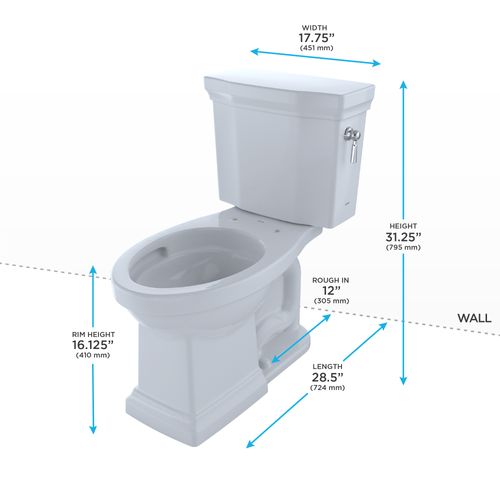 Main product image of CST404CUFRG#01 Promenade II 1.0 GPF 2-Piece Elongated 1.0 GPF Universal Height Toilet w/ CEFIONTECT & Right Hand Trip Lever (Cotton White)