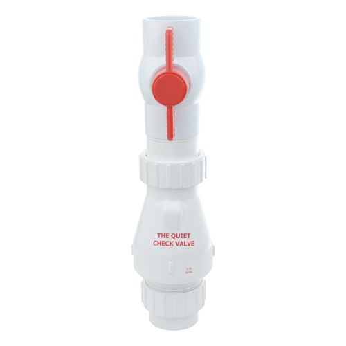 Main product image of 1-1/2" PVC "Quiet Check" Solvent Weld w/ Quarter Turn Ball Valve (White Valve Body)